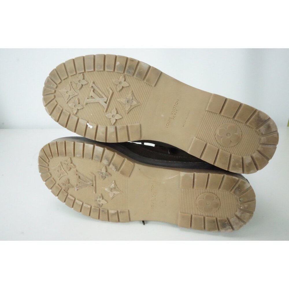 Louis Vuitton Suede Chocolate Brown Embossed Logo Mens Boots Sz 6 MAde in Italy - Picture 6 of 8
